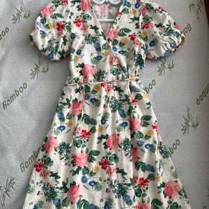 Floral Wrap Dress with Puff Sleeves